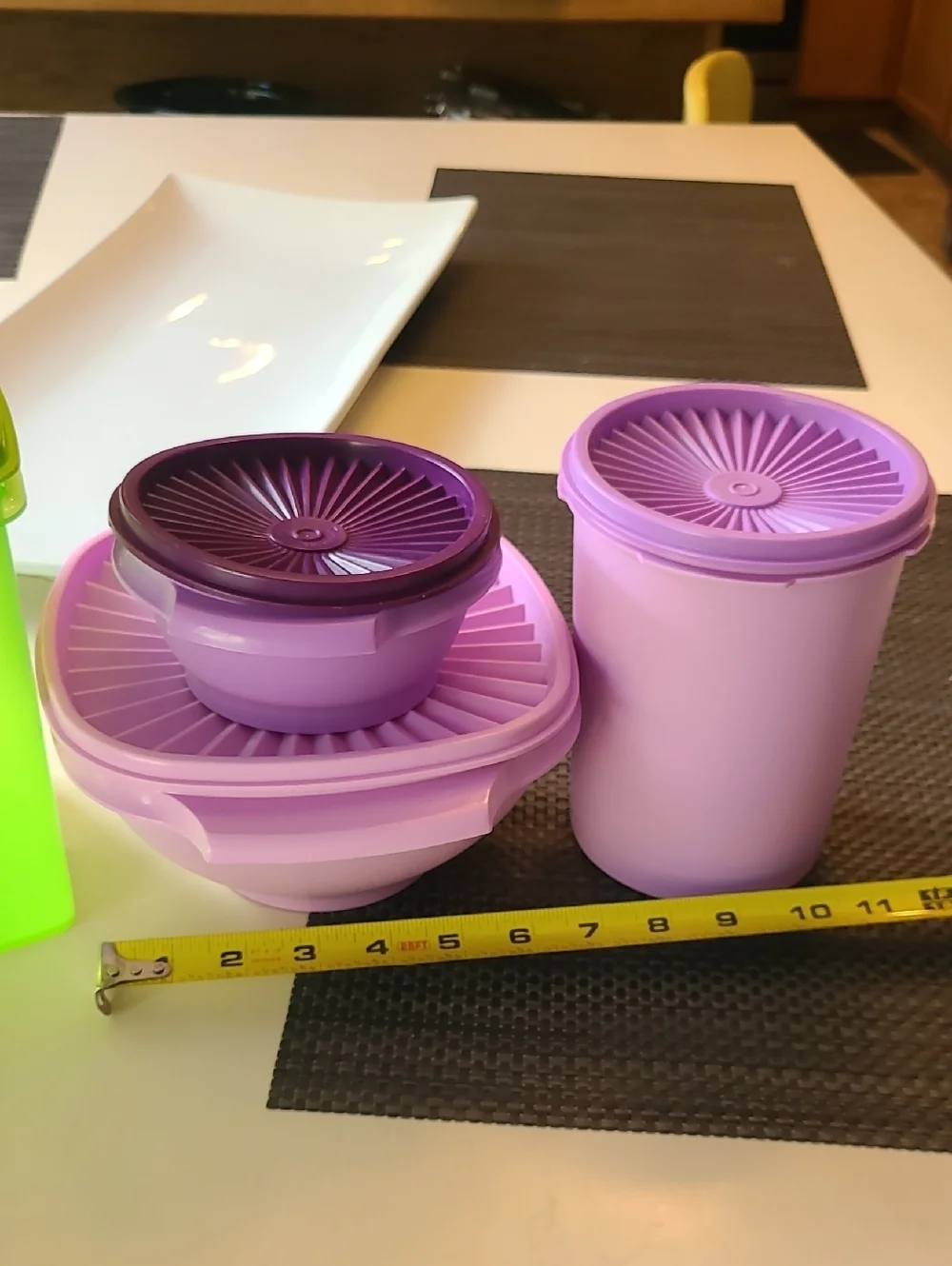 Tupperware Purple and Green Plastic Food Storage Set